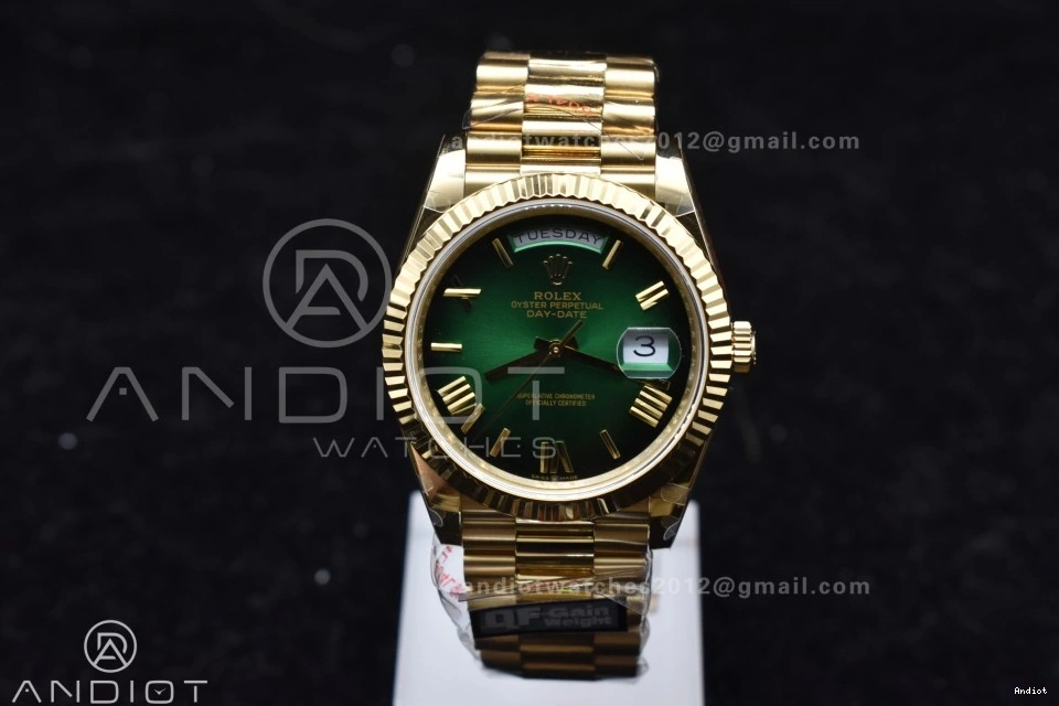 Black Green 40 President V4 Bracelet Weight) on 904L Steel YG A2836 QF Dial Edition (Gain DayDate Best 0118